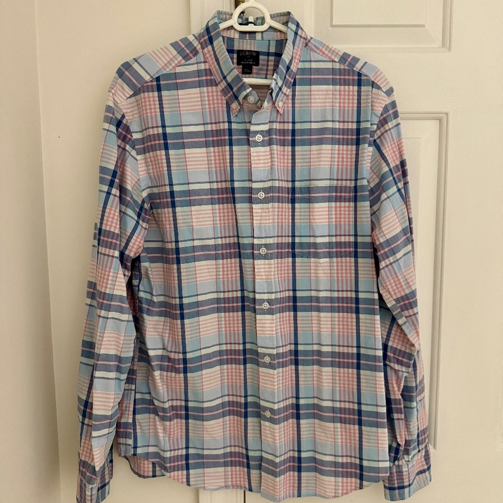 J. Crew Slim Fit Stretch Shirt – Men’s Large – Pink & Light Blue